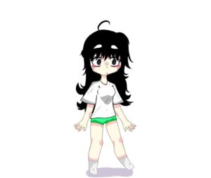 Chibi character illustration with small body proportions and cartoon style