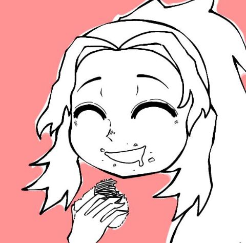 Line art character drawing with clean outlines and simple background